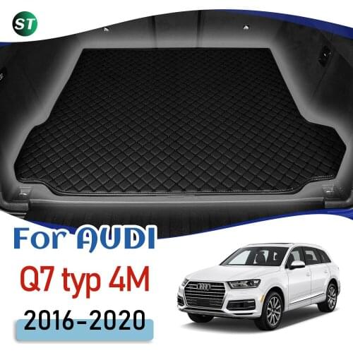 For Audi Q7 typ 4M 2016-2020 Leather Car Trunk Mat Cargo Liner Trunk Floor Pad Carpet Car Accessories