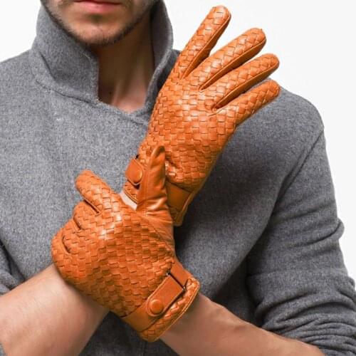Fashion Genuine Sheepskin Leather Gloves Windproof Thermal Glove Warm Hand Made Lambskin Mittens S2184