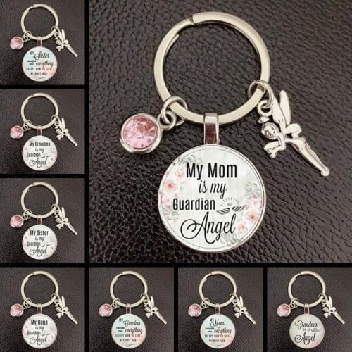 My mother is my guardian angel, the charm of commemoration, the stone keychain for the loss of mother, the birth of an angel