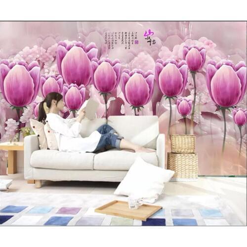 Custom mural photo 3d wallpaper Beautiful pink lily flower living room home decor 3d wall murals wallpaper for walls 3 d