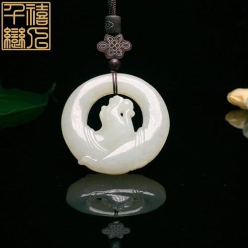 Natural white jade pendant top brand hand-carved guanyin buddha hand jade pendants brand men women jadeite jade jewelry
