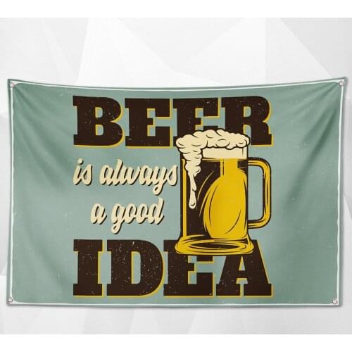 BEER is alwags a good IDEA Retro Beer Day Flag Wall Chart Deluxe Indoor Outdoor Banner Retro Oktoberfest Decor Tapestry Sticker