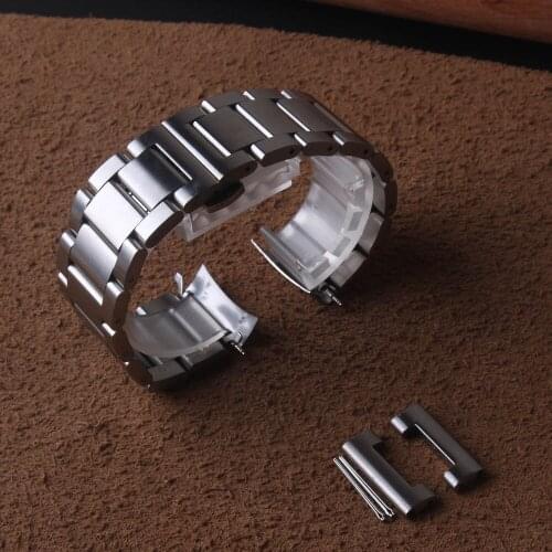 Stainless Steel Watchband curved ends for Samsung Galaxy Watch 46mm Gear S3 Wrist Strap Wristwatch accessories 22mm silver metal