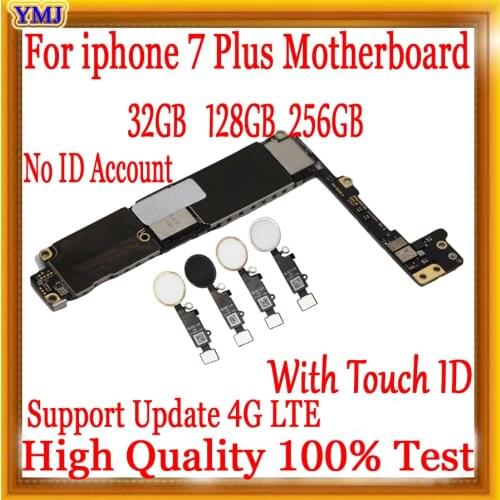 Original unlocked for iphone 7 plus Motherboard With Touch ID/ Without Touch ID,for iphone 7P Mainboard With Chips Logic board
