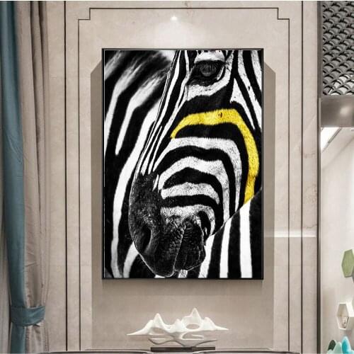 Modern Zebra Poster Prints Wall Art Canvas Painting Posters and Prints Yellow Nordic Scandinavian Picture For Living Room Decor