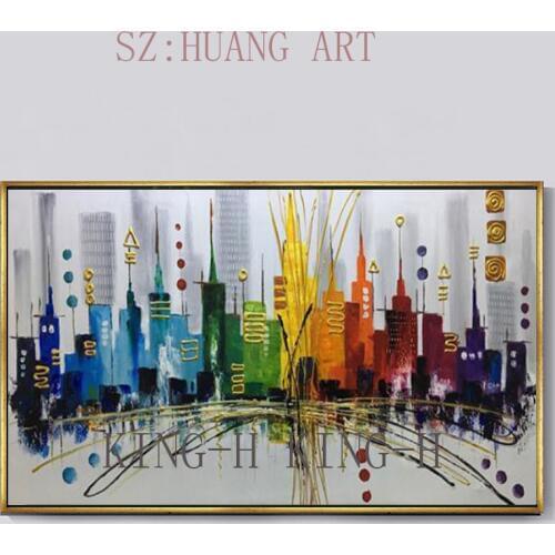 Modern hand-painted oil painting knife Paris urban architecture landscape color sofa bedroom adornment the lobby restaurant