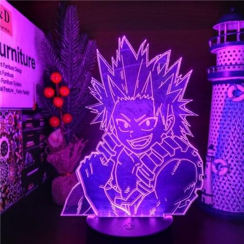 MY HERO ACADEMIA Boku no Hero Academia Kirishima Eijiro 3D ANIME Lights Led 7 Color Changing Nightlights Lampara For Home Decor