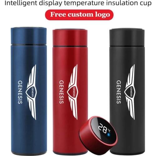 500ml Smart Thermos bottle With LOGO Temperature Display Portable Stainless Steel Thermo Mug For Hyundai Genesis L110 G80 GV80