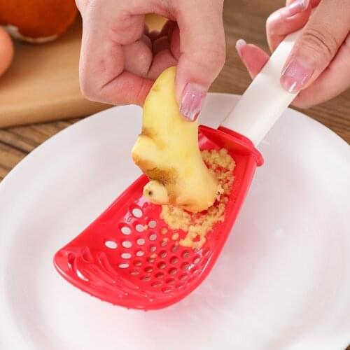 Creative Grinding Ginger Garlic Spoon Multi-function Colander Kitchen Utensils Mud Press Water Filter Spoon Garlic Kitchen Tool