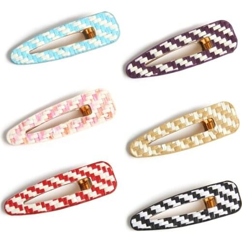 Furling Girl 1 PC Water-Drop Shape Weave Ladder Plaid Hair Clip Fashion Girl Women Barrette Hollow out Hairpin Hair Accessories
