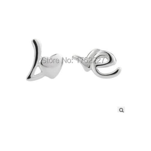 925 Sterling Silver LOVE letters Korean fashion jewelry wholesale channel earrings for women Free Shipping