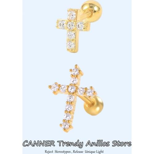 CANNER Hoop Earrings Black Panther Moon Star Cross S925 Sterling Silver Huggies Earrings For Women Aros Kiwi Pendientes Brincos