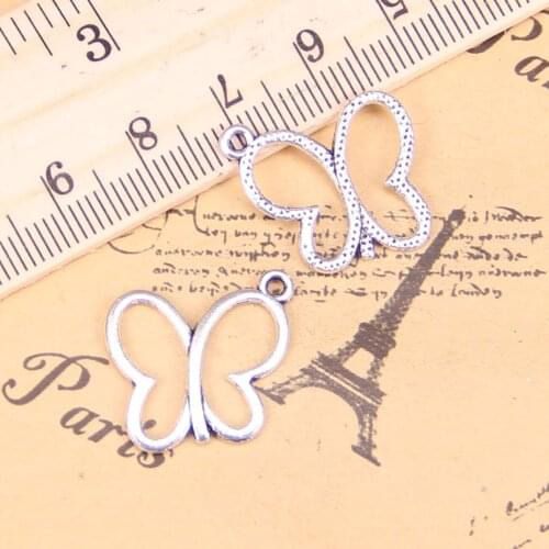 28pcs Charms hollow butterfly 20x19mm Antique Pendants,Vintage Tibetan Silver Jewelry,DIY for bracelet necklace