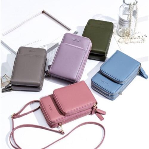 2020 new fashion ladies mobile phone bag large capacity zipper diagonal bag three-layer shoulder bag