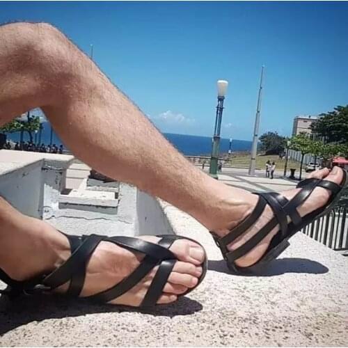 2021 New Mens Fashion All-match Casual Beach Shoes Soft Sole Comfortable Flat Shoes Trend Roman Non-slip Flat Sandals ZQ0410