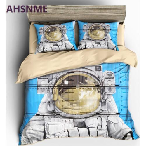 AHSNME Graffiti on Containers Pattern Bedding set Astronaut Photo Quilt Cover High-definition Print Home Textiles
