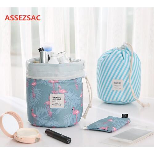 ASSEZSAC New Ronde Waterdichte Make-Up Tas Reizen Make Organizer Toilettas Make-Up Voor Vrouwen Dames Doos Neceser