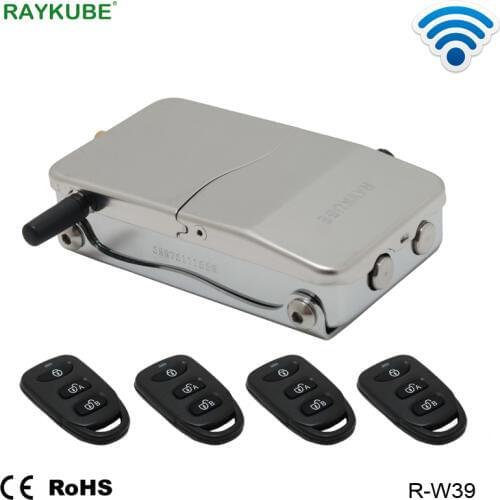 RAYKUBE Wireless Electronic Lock With Remote Control Keys Opening Invisible Intelligent Lock Wireless Keyless Door Lock R-W39
