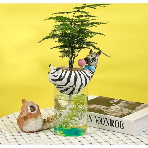 Decorative Vase Cactus and Succulent Plants Flower Pot Glass Water Planter Resin Giraffe/Zebra Blowing Bubble Flower Fish Tank
