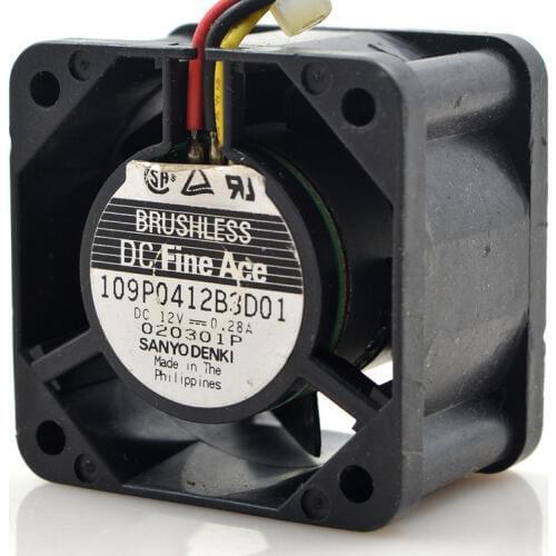 FOR Sanyo 12v 0.28a109p0412b3d014028 4cm 3-wire server cooling fan