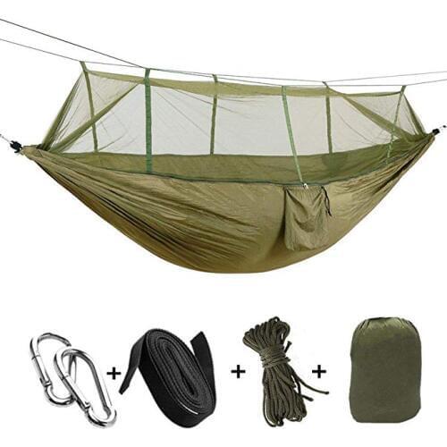 Outdoor Mosquito Net Parachute Hammock Camping Hanging Sleeping Bed Swing Portable Double Hammock 1-2 Person