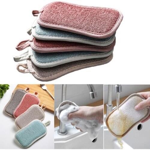 5/10Pcs Double Sided Scouring Pad For kitchen Reusable Cleaning Magic Sponge Cloth Multifunctional Household Washing Accessories