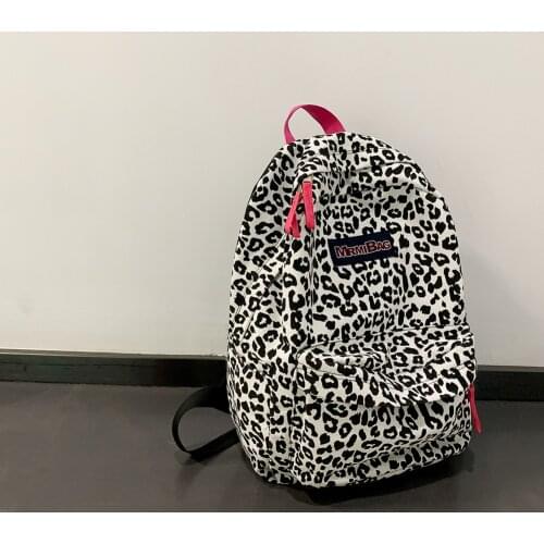 Preppy Style Canvas Zebra Cow Pattern Print Large Backpack Casual Women Handbags Students Korean Style Fashion Retro Bagpack
