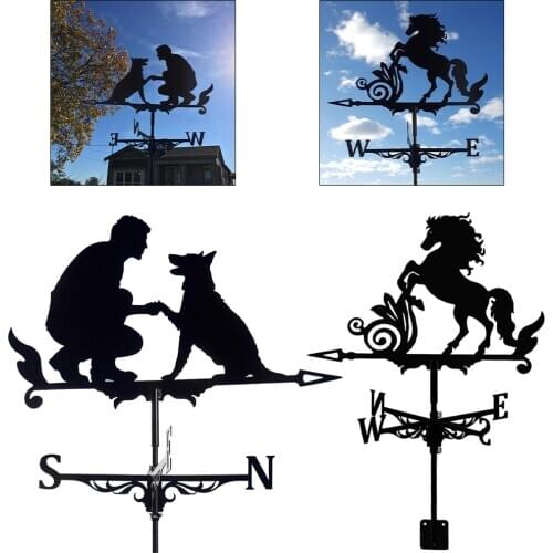 Weather Vane Wind Direction Indicator Home Outdoor Garden Ornaments Man Dog
