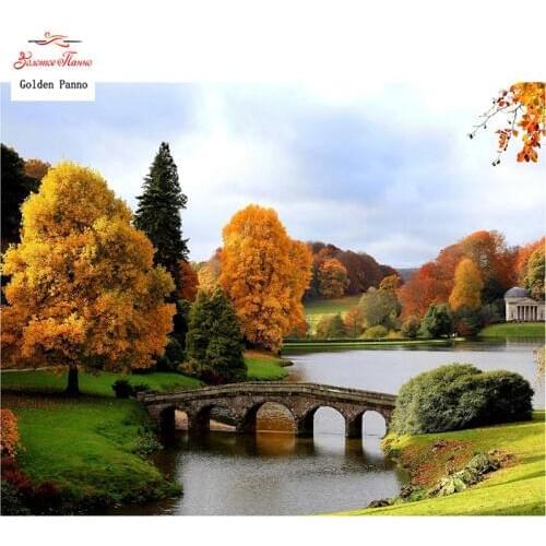 GOLDEN PANNO Diamond Painting Full Square 5D Diy Daimond Embroidery Diamant Mosaic Sale rhinestones pictures Autumn Scenic 03