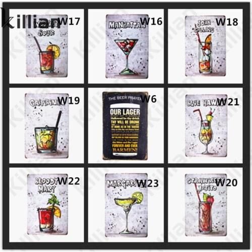 Cocktail Metal Plaque Country Writing Metal Plate Vintage Metal Poster Drink Metal Painting Bar Club Shop Wall Home Decoration