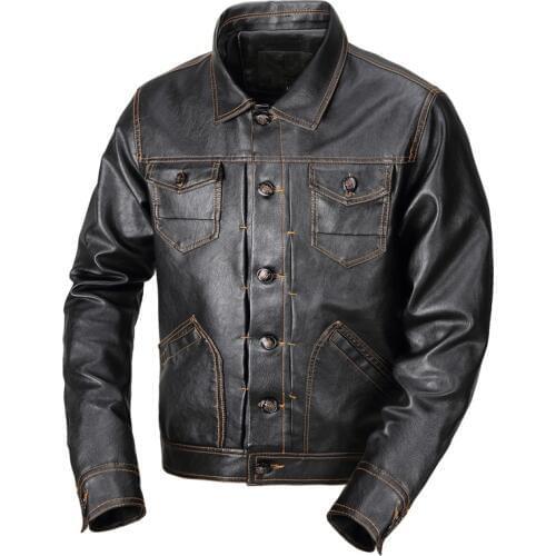 YuWaiJiaRen Autumn Winter Mens PU Leather Jacket Tactical Military Washed Bomber Jacket Army Pilot Motorcycle Coat Men