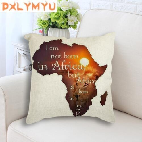 Decorative Cushion Case African Map Art Home Decor Throw Pillow Case Room Sofa Bed Cushion Cover Cartoon Pillowcase
