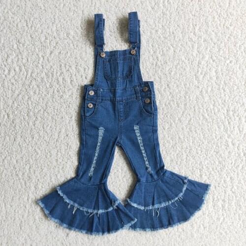 New Arrival Fashion Kids Children Girls Denim Pants Strap jeans