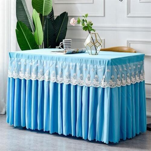 New Arrival Polyester Rectangle Hotel Table Skirt With Table Cover Table Cloth For Cocktail arty Meeting Conference Reception