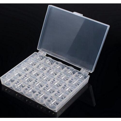 Empty Box With 25 Bobbins Sewing Machine Plastic Spools for Home Handwork Accessories Sewing Tools