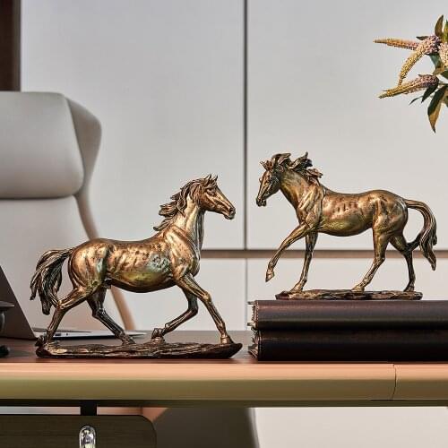Retro Horse Decoration Resin Animal Shape Lucky Gift Modern Home Living Room Desk Decoration Feng Shui Decoration Gifts
