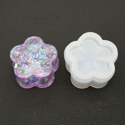 Hexagon Storage Box Epoxy Mould Crystal UV Mirror Handmade DIY Table Desktop Decoration Making Plum Square Round Silicone Mold