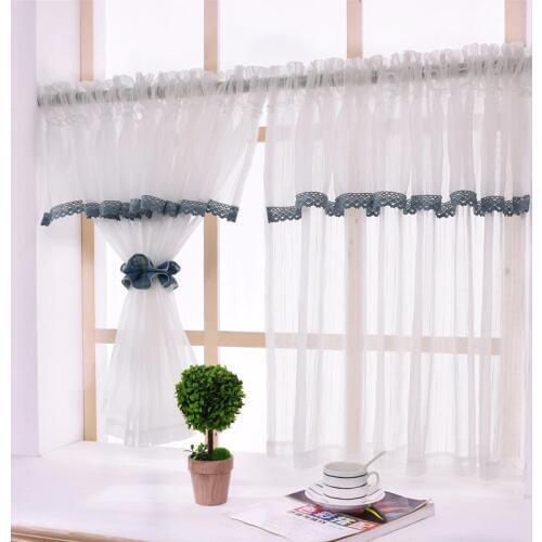 Roman Curtains Woven Kitchen Short Pelmet Sheer Kitchen Window Tulle Curtain For Bedroom Coffee Yarn For Door