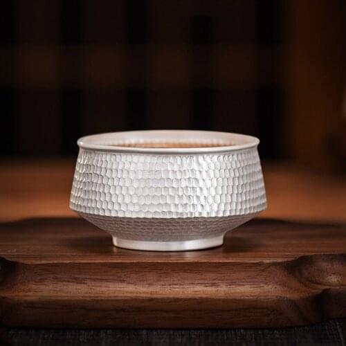 Sterling Silver 999 Handmade Cups Master Single Kungfu Teacup Coffee Scented Tea Tearoom Drink Tea Wine Glass Tools Gifts