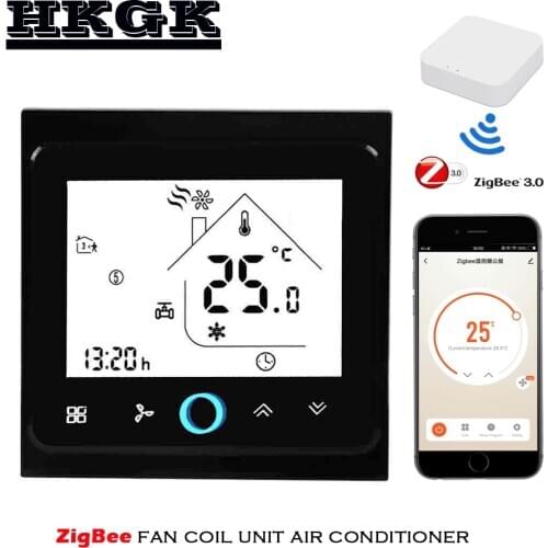 Zigbee smart thermostat temperature controller, connected to zibgbee gateway hub, control heating or cooling