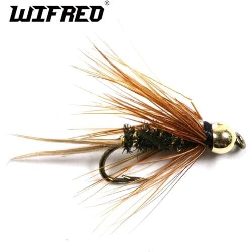 Wifreo 10PCS 10# Brass Goldhead Trout / Grayling Fishing Flies Wet Fly Bead Head Prince Nymph Free Box