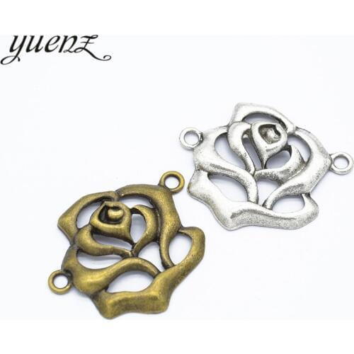 YuenZ 4pcs Antique bronze Alloy Metal Connector flower Charms Pendants Jewelry Findings Accessories Fit DIY Necklace Q1114