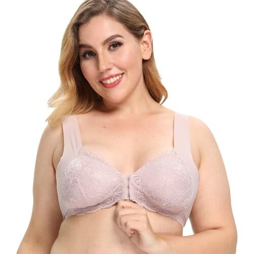 Plus Size Bra Sexy Bralette Crop Top Underwear Push Up Seamless Bra Lace Front Closure Brassiere Lingerie Female