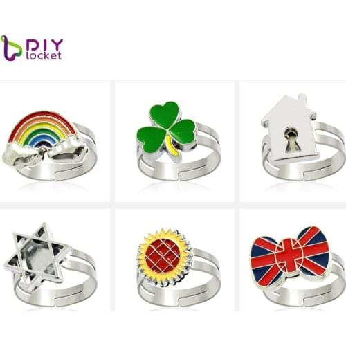1PC Cartoon Child Adjustable Ring Shining Cute Mix Style Rings with Boxes LSSR29-LSSR474