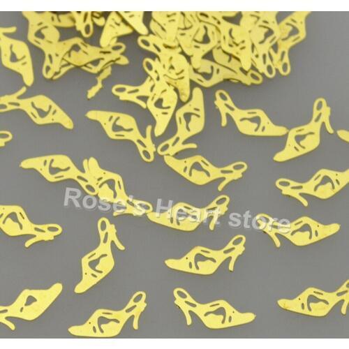 1000PCS gold metal nail foil decals 3d nails decorations Accessories Nail Styling Tools nail sequin high-heeled shoes design #14