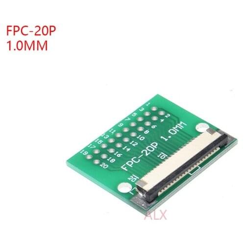 2PCS FPC-20PIN CABLE PITCH 1.0MM TO DIP PITCH 2.54MM SMT adapter PCB BOARD FFC 20P FPC 20Pin connector WIRE TO DIP20 Converter