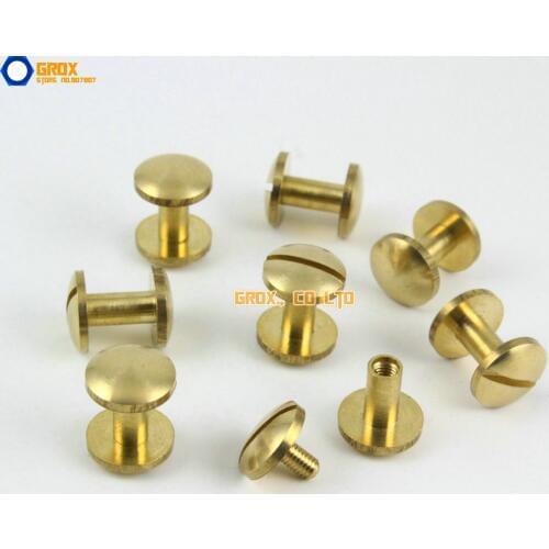 30 Pieces 10*8mm Leather Craft Belt Wallet Solid Brass Nail Rivet Chicago Screw Cambered Head