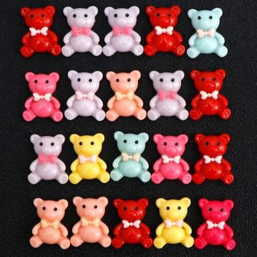 30pcs/lot Flatback Resin Cabochon Kawaii Christmas Bear Flat Back Resin Cabochons For PhoneDIY Scrapbooking Crafts