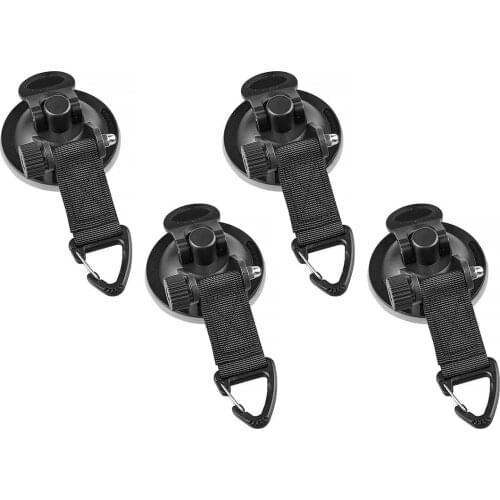 4Pcs Universal Black Strong Suction Cup Anchor Securing Hook Tie Down Camping Tarp Boat Car Side Awning Accessories Black