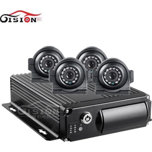 4Pcs Front View Side View Waterproof Car Camera Kits GPS 4CH SD Car Mobile Dvr For Bus Looping Record I/O G-sensor Mdvr Kits